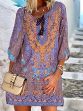 Load image into Gallery viewer, Casual V Neck Bohemian Printed Mini Dress
