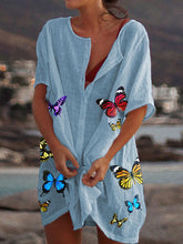 Load image into Gallery viewer, Casual Butterfly Print Short Sleeve Dress
