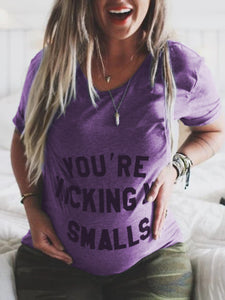 Casual Letter Printed Maternity Top