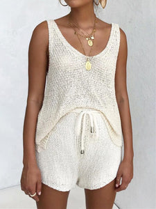 Vest Shorts Knitting Casual Two Piece Set