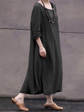 Load image into Gallery viewer, Bohemia Pure Color Round Neck Half Sleeve Loose Casual Dress
