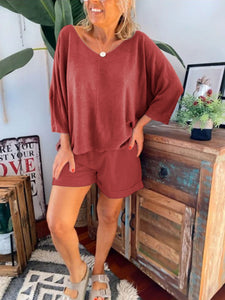 Basic Solid Color Shorts Suit
