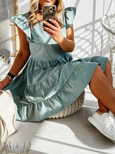 Load image into Gallery viewer, Solid Color V-neck Ruffled Dress
