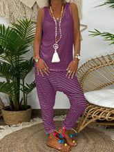 Load image into Gallery viewer, Comfortable Casual Loose Top Striped Pants Suit
