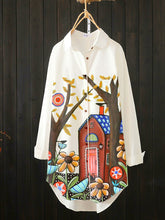 Load image into Gallery viewer, Long Sleeve Pastoral Leaves Shirts &amp; Tops
