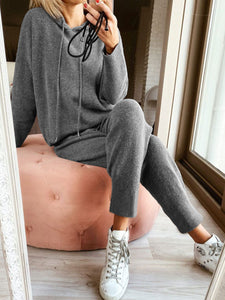 Two-piece Hooded Solid Color Sweater