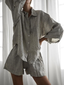Fashion Simple Casual Loose Shirt Shorts Suit