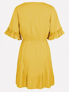Lace-up Ruffled Casual Dress