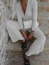 Load image into Gallery viewer, Fashion Casual V-neck Solid Color Two-piece Suit
