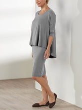 Load image into Gallery viewer, Simple Casual Loose Round Neck Top Skirt Suit

