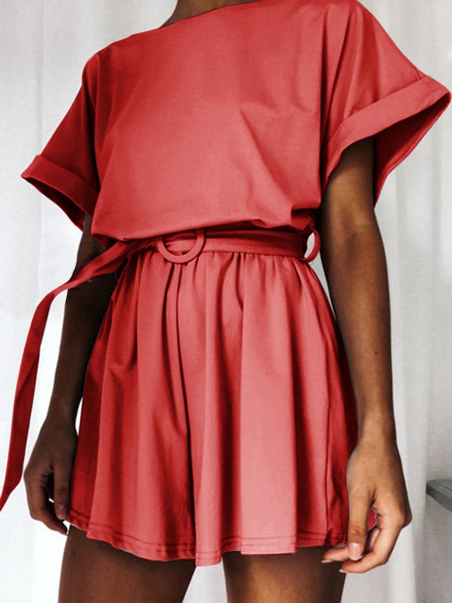 Solid Color Round Neck Fashion Suit