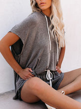 Load image into Gallery viewer, Casual Loose Solid Color Hooded Sleeveless Two-piece Suit
