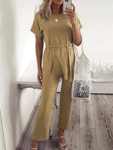 Load image into Gallery viewer, Casual Loose Solid Color Round Neck Short Sleeve Two-piece Suit
