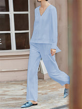 Load image into Gallery viewer, Simple Casual Loose And Comfortable V Neck Top Pants Suit
