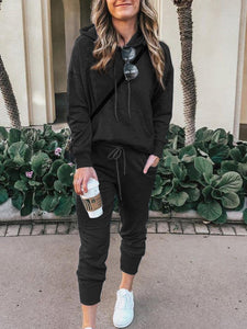 Casual Loose Hooded Top Two-piece Suit