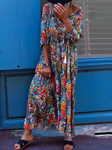Fashionable Wild Bohemian Print Dress