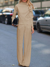 Load image into Gallery viewer, Casual Loose Turtleneck Solid Color Long Sleeve Top and Trousers Two-Piece Set
