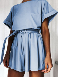 Solid Color Round Neck Fashion Suit