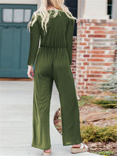 Load image into Gallery viewer, Maternity V-neck Long Sleeve Button Wide Leg Jumpsuit
