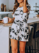 Load image into Gallery viewer, Round Neck Tie-dye Printed Short Sleeve Two-piece Suit
