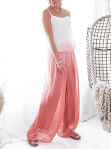 Simple Casual Loose Sling Top Pants Suit
