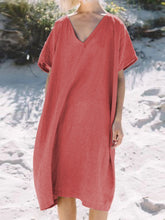 Load image into Gallery viewer, Fashion V-neck Solid Color Casual Dress
