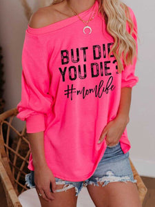 Printed Loose Strapless Long-Sleeved T-Shirt