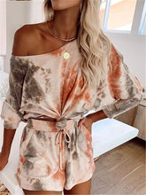 Load image into Gallery viewer, Round neck tie-dye short sleeve suit
