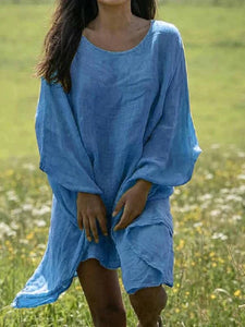 Loose Round Neck Solid Casual Dress