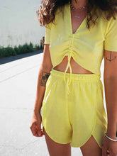 Load image into Gallery viewer, Fashionable Solid Color V-neck Lace Casual Two-piece Suit
