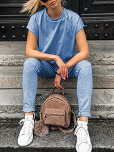 Load image into Gallery viewer, Fashionable Solid Color Casual Round Neck Short Sleeve Set
