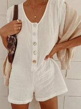 Load image into Gallery viewer, V-neck Short Sleeve Solid Color Jumpsuit
