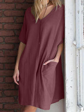 Load image into Gallery viewer, Fashionable Solid Color V-neck Dress
