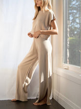 Load image into Gallery viewer, Simple Casual Loose Short Sleeve Top Pants Knitted Suit

