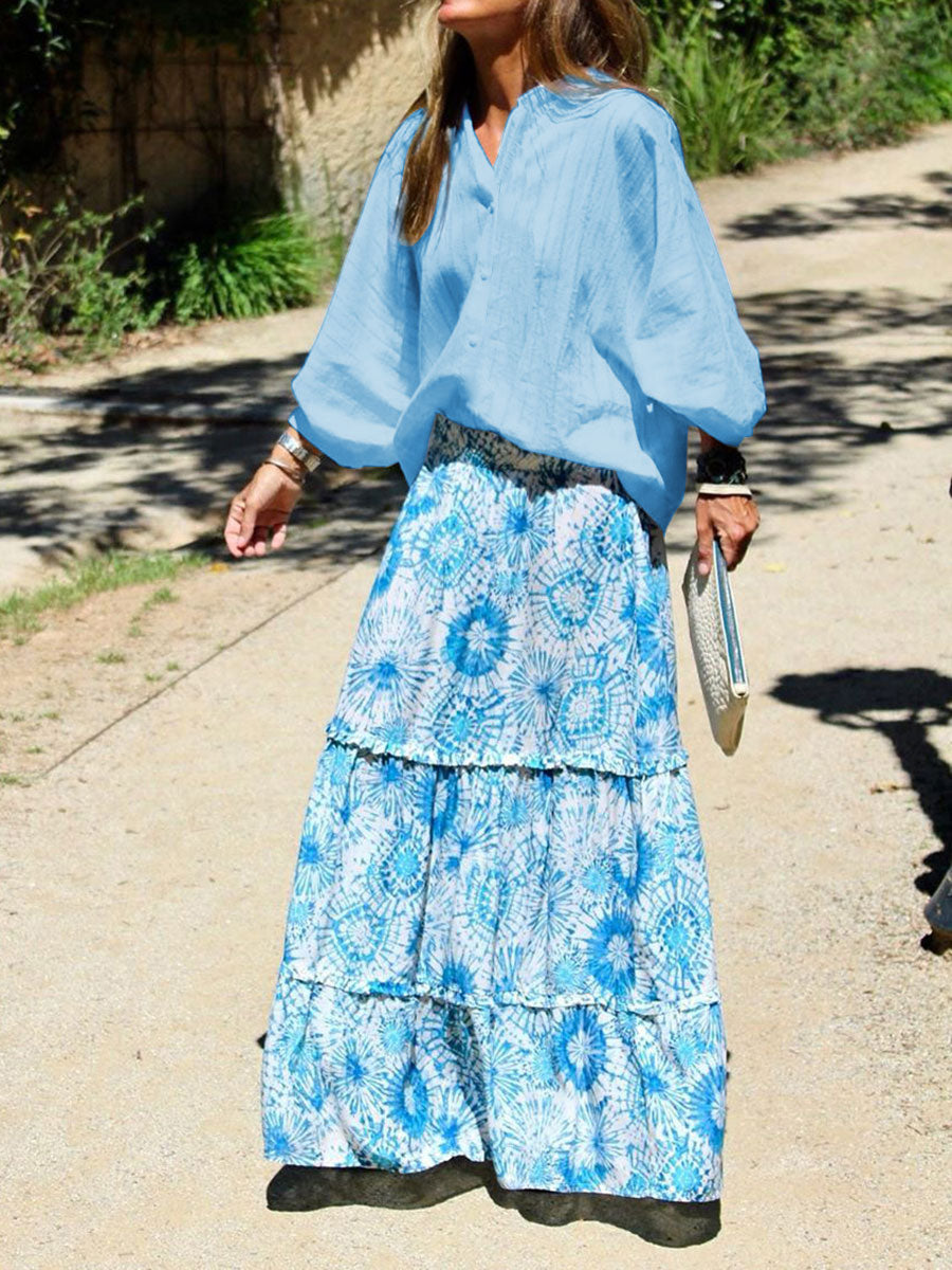 Bohemian Loose Long Sleeve Top Suit for Women