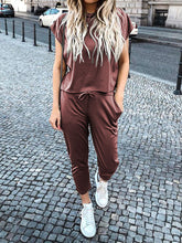 Load image into Gallery viewer, Fashionable Solid Color Casual Short Sleeve Suit
