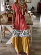 Load image into Gallery viewer, Casual Hanging Tricolor Stitching Leopard Print Dress
