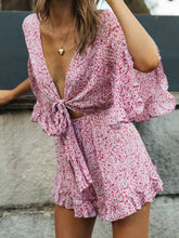 Load image into Gallery viewer, Lace Flared Sleeve Ruffled Casual Dress
