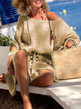 Load image into Gallery viewer, Solid Color Loose Cotton and Linen Dress
