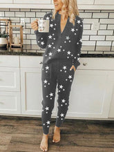 Load image into Gallery viewer, Casual Loose V-Neck Top Pants Starry Sky Suit
