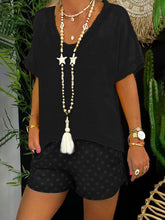 Load image into Gallery viewer, Comfortable Simple Casual Loose V Neck Top Star Shorts Set
