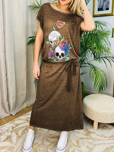 Casual Loose Skull Print Dress