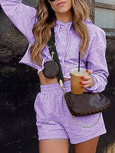 Load image into Gallery viewer, Hooded Long Sleeve Solid Top &amp; Short Set
