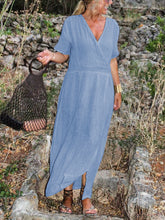 Load image into Gallery viewer, Pure Color V-Neck Casual Dress
