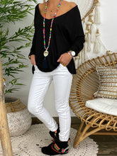 Load image into Gallery viewer, V-neck Lace Loose Long Sleeve T-shirts
