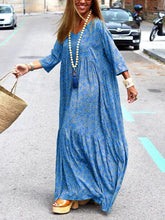 Load image into Gallery viewer, Bohemian Vintage Loose V Neck Long Dress
