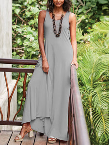 Casual Simple Loose Round Neck Long Dress
