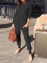 Load image into Gallery viewer, Casual Loose Solid Color Shirt Straps Trousers Knitted Two-piece Suit
