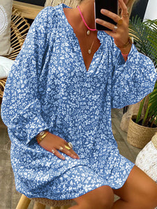 Fashion Floral Print V-neck Dress