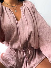 Load image into Gallery viewer, Fashion Casual V-neck Long-sleeved Drawstring Jumpsuit
